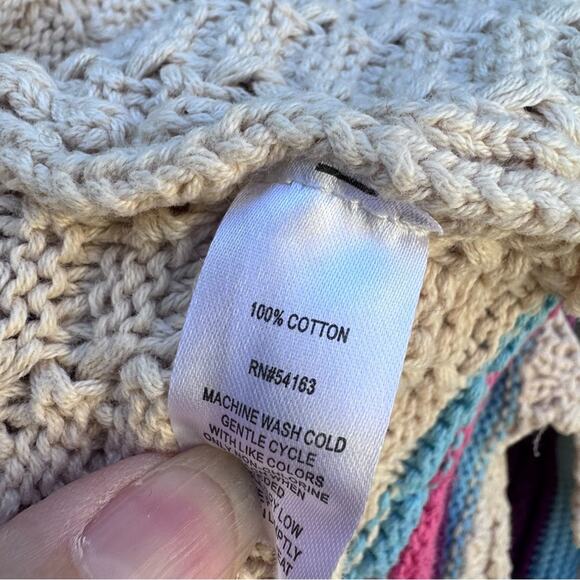 Marc New York Knit Cotton Tank Top Cream Boho Festival Women's Large - Picture 8 of 8